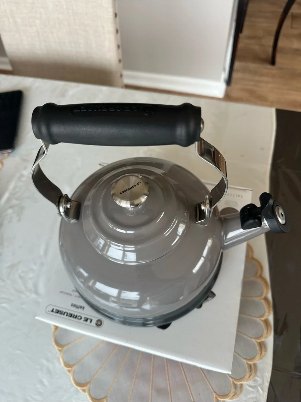 Le Creuset oyster Whistling Kettle with Stainless Handle